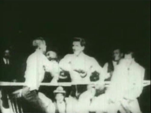 Screencap from the short film Corbett and Courtney Before the Kinetograph