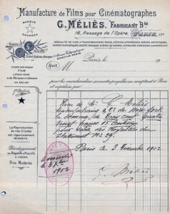 Receipt signed by Méliès on behalf of his film company in 1912